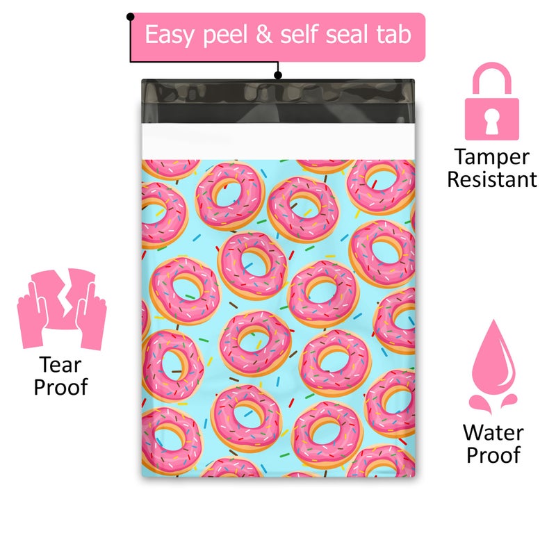 Pro Supply Global 10x13 (100) Sprinkled Donuts Designer Poly Mailers Waterproof Self Sealing Tear Resistant Polymailers Shipping Envelopes Premium Printed Bags For Small Businesses - Image 2